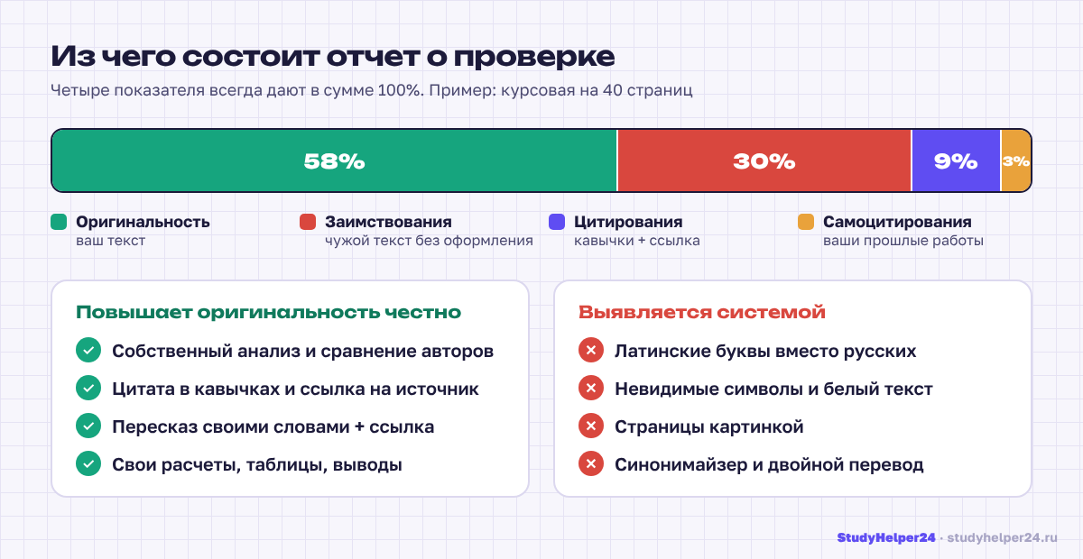 Как проверить оригинальность текста: из чего состоит отчет антиплагиата